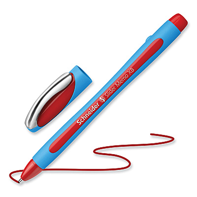 Schneider Slider Memo XB Ballpoint Pen, Stick, Extra-Bold 1.4 mm, Red Ink, Red/Light Blue Barrel, 10/Box (RED150202)