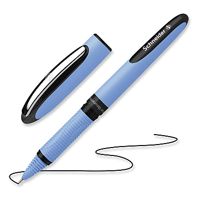 Schneider One Hybrid N Roller Ball Pen, Stick, Fine 0.5 mm, Black Ink, Blue Barrel, 10/Box (RED183501)