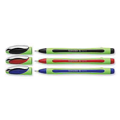 Schneider Xpress Fineliner Porous Point Pen, Stick, Medium 0.8 mm, Assorted Ink and Barrel Colors, 3/Pack (RED190093)