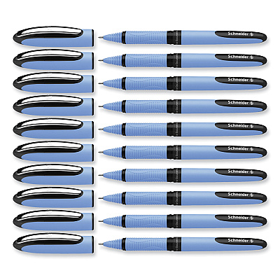 Schneider One Hybrid N Roller Ball Pen, Stick, Fine 0.5 mm, Black Ink, Blue Barrel, 10/Box (RED183501)