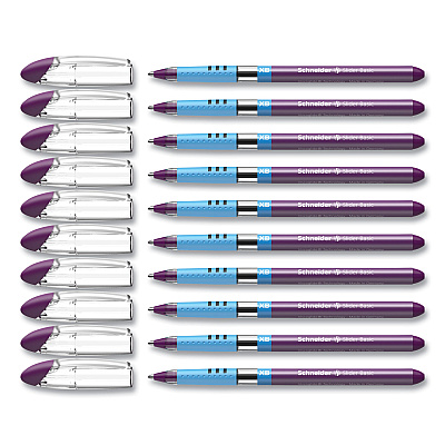 Schneider Slider Basic Ballpoint Pen, Stick, Extra-Bold 1.4 mm, Violet Ink, Violet Barrel, 10/Box (RED151208)