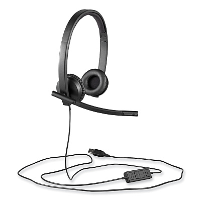 Logitech H570e Binaural Over The Head Wired Headset, Black (LOG981000574)