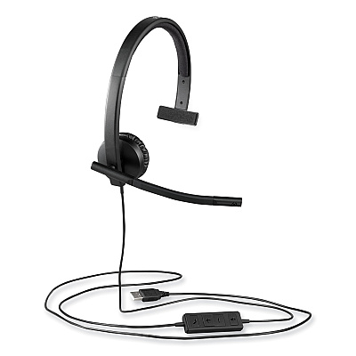 Logitech H570e Monaural Over The Head Wired Headset, Black (LOG981000570)