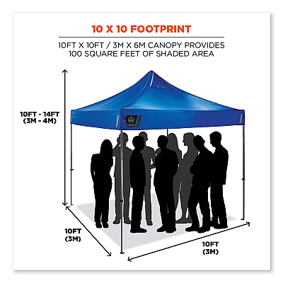 ergodyne Shax 6000 Heavy-Duty Pop-Up Tent, Single Skin, 10 ft x 10 ft, Polyester/Steel, Blue (EGO12905)