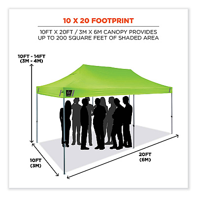 ergodyne Shax 6015 Heavy-Duty Pop-Up Tent, Single Skin, 10 ft x 20 ft, Polyester/Steel, Lime (EGO12915)