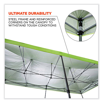 ergodyne Shax 6015 Heavy-Duty Pop-Up Tent, Single Skin, 10 ft x 20 ft, Polyester/Steel, Lime (EGO12915)