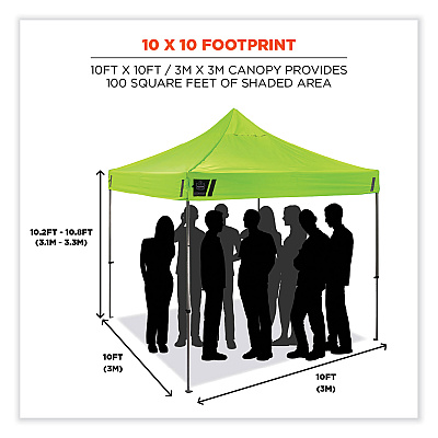 ergodyne Shax 6051 Heavy-Duty Pop-Up Tent Kit, Single Skin, 10 ft x 10 ft, Polyester/Steel, Lime (EGO12951)