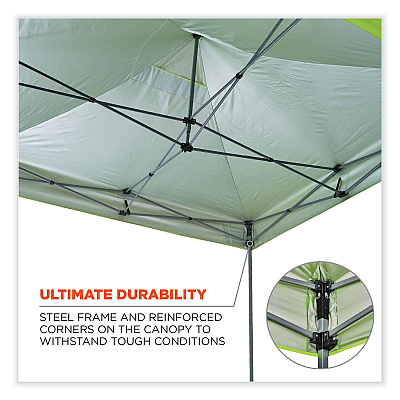 ergodyne Shax 6051 Heavy-Duty Pop-Up Tent Kit, Single Skin, 10 ft x 10 ft, Polyester/Steel, Lime (EGO12951)