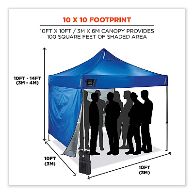 ergodyne Shax 6051 Heavy-Duty Pop-Up Tent Kit, Single Skin, 10 ft x 10 ft, Polyester/Steel, Blue (EGO12952)