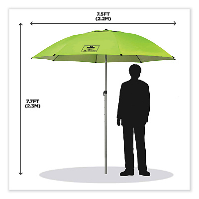 ergodyne Shax 6100 Lightweight Work Umbrella, 90" Span, 92.4" Long, Lime Canopy (EGO12967)