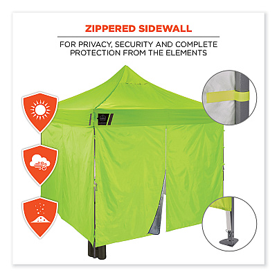 ergodyne Shax 6053 Enclosed Pop-Up Tent Kit, Single Skin, 10 ft x 10 ft, Polyester/Steel, Lime (EGO12976)