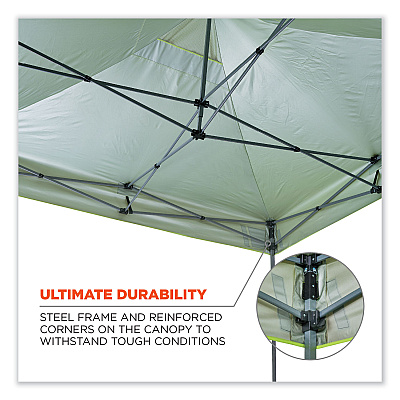 ergodyne Shax 6053 Enclosed Pop-Up Tent Kit, Single Skin, 10 ft x 10 ft, Polyester/Steel, Lime (EGO12976)