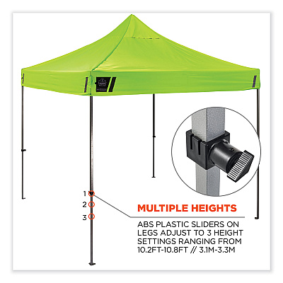 ergodyne Shax 6053 Enclosed Pop-Up Tent Kit, Single Skin, 10 ft x 10 ft, Polyester/Steel, Lime (EGO12976)