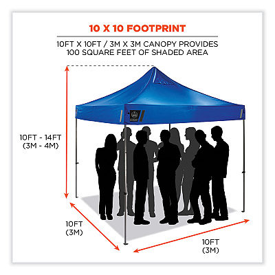 ergodyne Shax 6053 Enclosed Pop-Up Tent Kit, Single Skin, 10 ft x 10 ft, Polyester/Steel, Blue (EGO12977)