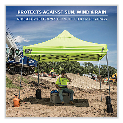ergodyne Shax 6053 Enclosed Pop-Up Tent Kit, Single Skin, 10 ft x 10 ft, Polyester/Steel, Blue (EGO12977)