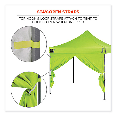 ergodyne Shax 6096 Pop-Up Tent Sidewall with Zipper, Single Skin, 10 ft x 10 ft, Polyester, Lime (EGO12978)