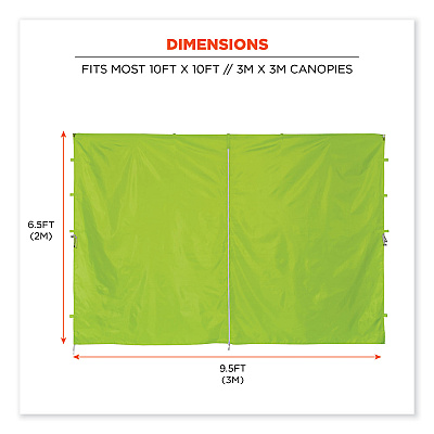 ergodyne Shax 6096 Pop-Up Tent Sidewall with Zipper, Single Skin, 10 ft x 10 ft, Polyester, Lime (EGO12978)