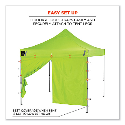 ergodyne Shax 6096 Pop-Up Tent Sidewall with Zipper, Single Skin, 10 ft x 10 ft, Polyester, Lime (EGO12978)
