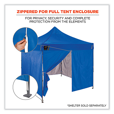 ergodyne Shax 6096 Pop-Up Tent Sidewall with Zipper, Single Skin, 10 ft x 10 ft, Polyester, Blue (EGO12979)