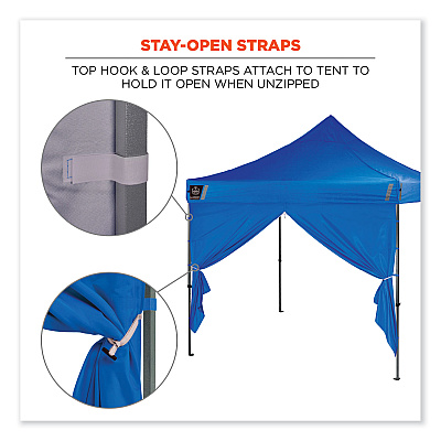 ergodyne Shax 6096 Pop-Up Tent Sidewall with Zipper, Single Skin, 10 ft x 10 ft, Polyester, Blue (EGO12979)
