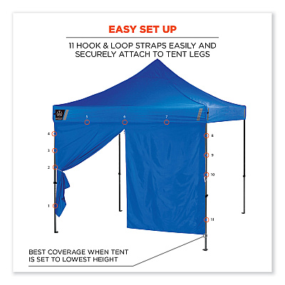 ergodyne Shax 6096 Pop-Up Tent Sidewall with Zipper, Single Skin, 10 ft x 10 ft, Polyester, Blue (EGO12979)