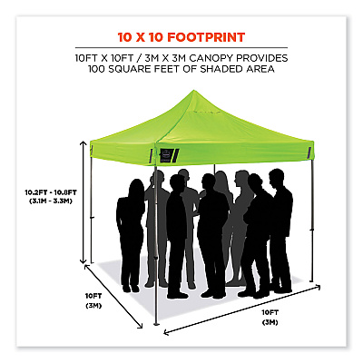 ergodyne Shax 6052 Heavy-Duty Tent Kit + Mesh Windows, Single Skin, 10 ft x 10 ft, Polyester/Steel, Lime (EGO12983)