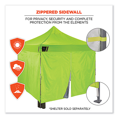 ergodyne Shax 6054 Pop-Up Tent Sidewall Kit, Single Skin, 10 ft x 10 ft, Polyester, Lime (EGO12984)
