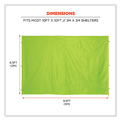 ergodyne Shax 6054 Pop-Up Tent Sidewall Kit, Single Skin, 10 ft x 10 ft, Polyester, Lime (EGO12984)