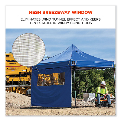 ergodyne Shax 6092 Pop-Up Tent Sidewall with Mesh Window, Single Skin, 10 ft x 10 ft, Polyester, Blue (EGO12987)