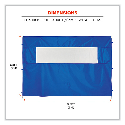 ergodyne Shax 6092 Pop-Up Tent Sidewall with Mesh Window, Single Skin, 10 ft x 10 ft, Polyester, Blue (EGO12987)