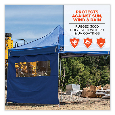 ergodyne Shax 6092 Pop-Up Tent Sidewall with Mesh Window, Single Skin, 10 ft x 10 ft, Polyester, Blue (EGO12987)