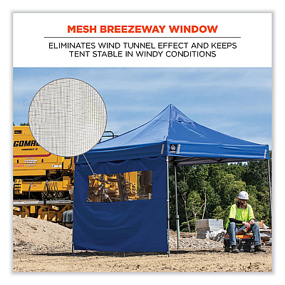 ergodyne Shax 6092 Pop-Up Tent Sidewall with Mesh Window, Single Skin, 10 ft x 10 ft, Polyester, Lime (EGO12989)