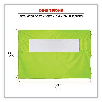 ergodyne Shax 6092 Pop-Up Tent Sidewall with Mesh Window, Single Skin, 10 ft x 10 ft, Polyester, Lime (EGO12989)