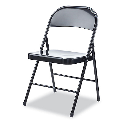 Alera Armless Steel Folding Chair, Supports Up to 275 lb, Black Seat, Black Back, Black Base, 4/Carton (ALECA941)