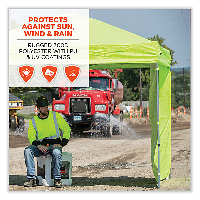 ergodyne Shax 6097 Pop-Up Tent Sidewall, Single Skin, 10 ft x 10 ft, Polyester, Lime (EGO12995)
