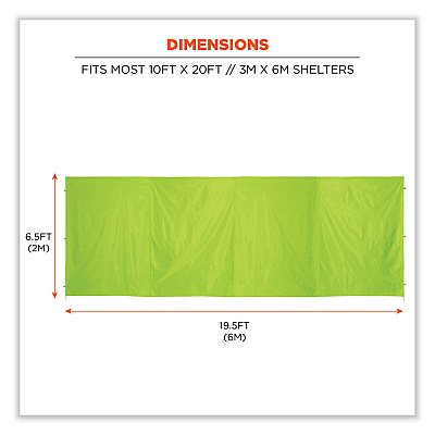 ergodyne Shax 6097 Pop-Up Tent Sidewall, Single Skin, 10 ft x 10 ft, Polyester, Lime (EGO12995)