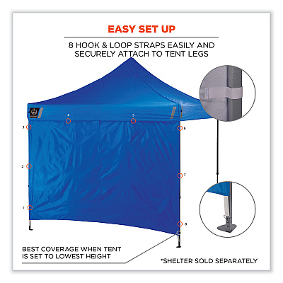 ergodyne Shax 6098 Pop-Up Tent Sidewall, Single Skin, 10 ft x 10 ft, Polyester, Blue (EGO12997)