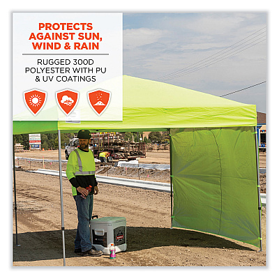 ergodyne Shax 6098 Pop-Up Tent Sidewall, Single Skin, 10 ft x 10 ft, Polyester, Lime (EGO12998)