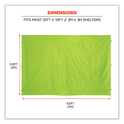 ergodyne Shax 6098 Pop-Up Tent Sidewall, Single Skin, 10 ft x 10 ft, Polyester, Lime (EGO12998)