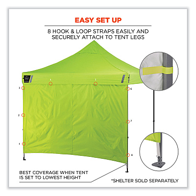 ergodyne Shax 6098 Pop-Up Tent Sidewall, Single Skin, 10 ft x 10 ft, Polyester, Lime (EGO12998)