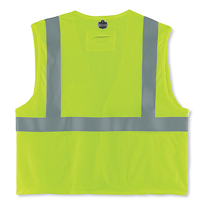 ergodyne GloWear 8263FRHL Class 2 FR Safety Economy Hook and Loop Vest, Modacrylic Mesh/Cotton, Large/X-Large, Lime (EGO21865)