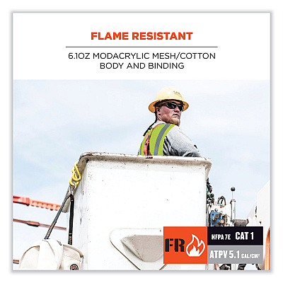 ergodyne GloWear 8263FRHL Class 2 FR Safety Economy Hook and Loop Vest, Modacrylic Mesh/Cotton, Large/X-Large, Lime (EGO21865)
