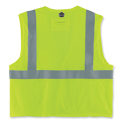 ergodyne GloWear 8263FRHL Class 2 FR Safety Economy Hook and Loop Vest, Modacrylic Mesh/Cotton, 4X-Large/5X-Large, Lime (EGO21869)