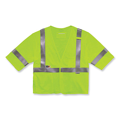ergodyne GloWear 8356FRHL Class 3 FR Hook and Loop Safety Vest with Sleeves, Modacrylic, 4X-Large/5X-Large, Lime (EGO22219)