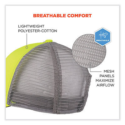 GloWear 8933 Reflective Snapback Hat, Cotton/Polyester, Ergodyne Logo, One Size Fits Most, Hi-Vis Lime (EGO23244)