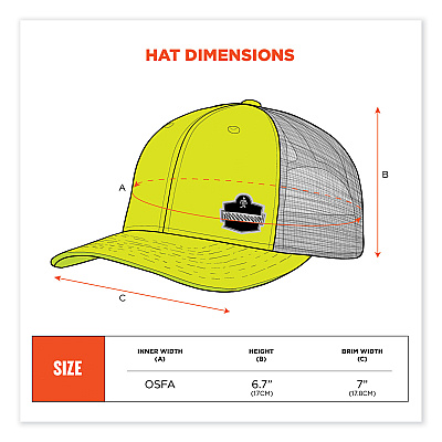 GloWear 8933 Reflective Snapback Hat, Cotton/Polyester, Ergodyne Logo, One Size Fits Most, Hi-Vis Lime (EGO23244)