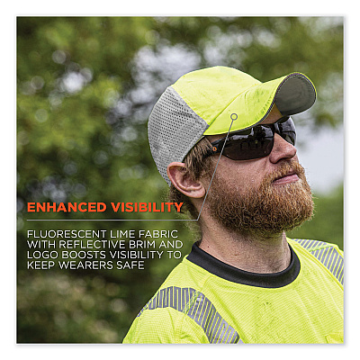 ergodyne GloWear 8933 Reflective Snapback Hat, Cotton/Polyester, One Size Fits Most, Hi-Vis Lime (EGO23245)