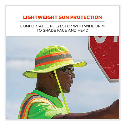 ergodyne GloWear 8935 Hi-Vis Ranger Sun Hat, Polyester, Small/Medium, Lime (EGO23259)