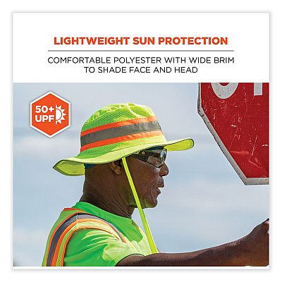 ergodyne GloWear 8935 Hi-Vis Ranger Sun Hat, Polyester, Large/X-Large, Lime (EGO23260)