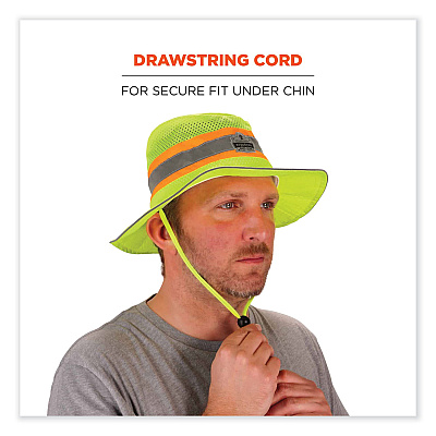 ergodyne GloWear 8935 Hi-Vis Ranger Sun Hat, Polyester, Large/X-Large, Lime (EGO23260)